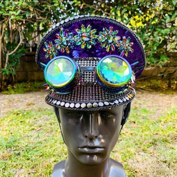 Purple Steampunk Burning Man Halloween Captain Hat